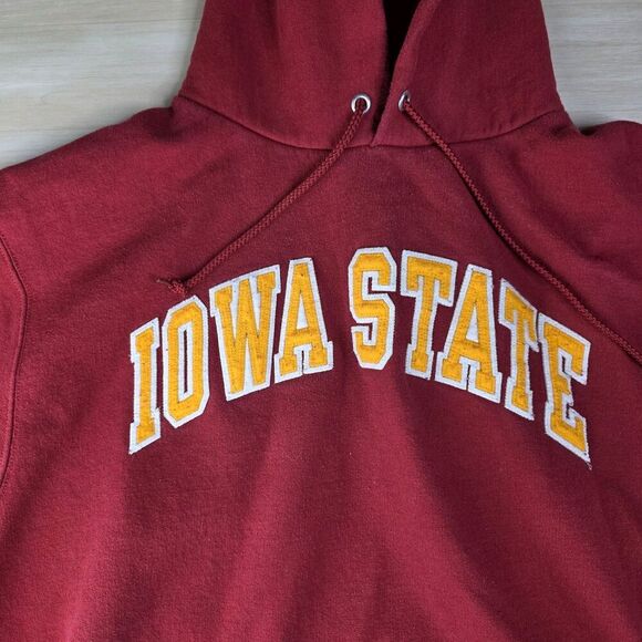 Vintage Champion Iowa‎ State University Sweatshirt Red Hoodie Spellout Size XL - Picture 7 of 9